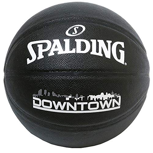 Spalding 76-586J Downtown PU Composite Basketball Basketball, Black, No. 7 Ball