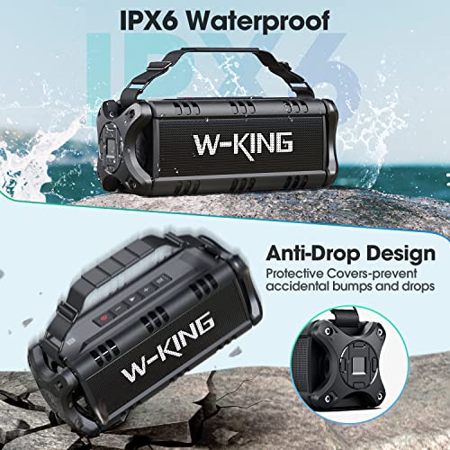 W-KING Bluetooth Speaker, 50W Speakers Wireless Bluetooth 5.0 With Deep Bass, IPX6 Waterproof Loud Bluetooth Speaker With 40H Playback/Two Portable Speakers Pairing/TF Card/EQ/NFC for Outdoor Party