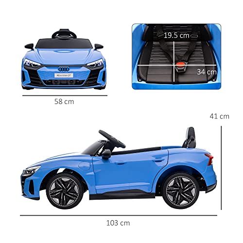 HOMCOM Audi RS e-tron GT Licensed Electric Cars for Kids Electric Ride-ons 12V Battery Powered Toy w/Remote Control Music, for 3-5 years, Blue