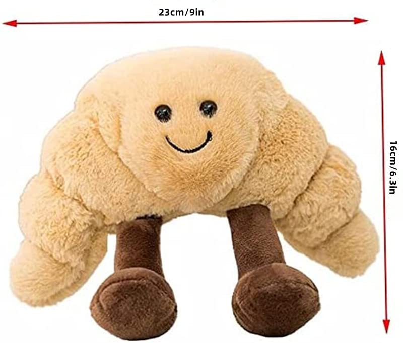 LAARNT 24CM Creative Simulation Smiley Croissant Plush Doll Party Decorations Appease Doll Valentine's Day Gift Children's Day Gift (1 Piece)