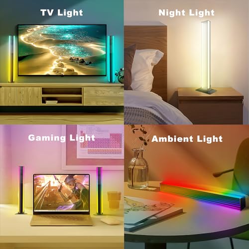 COZHYESS 2 Pack RGB Light Bar, Smart LED Light Bar, Gaming Lights, RGB Flow Light Bars, Sound Control Light, Colorful Atmosphere Light Pickup Function, for PC, Room Decorative, Ambient Lighting
