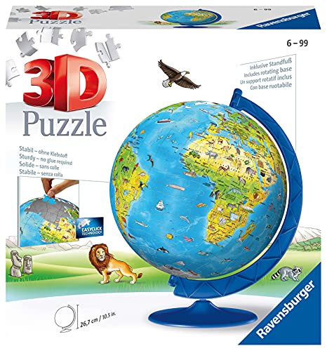 Ravensburger Children’s World Globe 3D Jigsaw Puzzle for Kids age 6 Years Up - 180 Pieces - No Glue Required