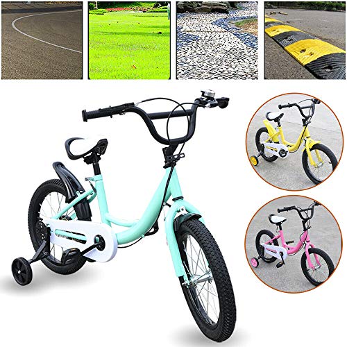 WSIKGHU 16 Inch Kids Bike, Boys/Girls Bikes with Training Wheels Suitable for children 105cm to 135cm tall (generally 5-8 years old) Gifts for Children (Green)