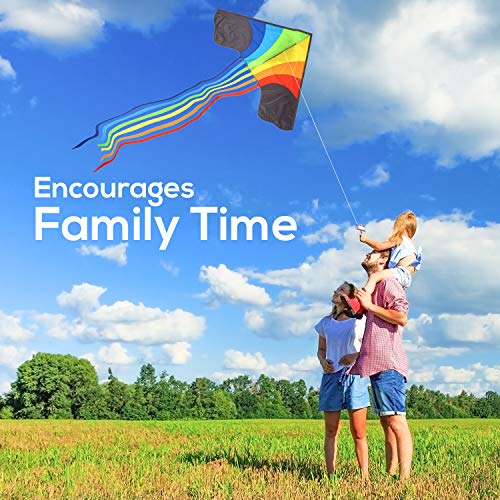 Original Rainbow Kite For Children And Adults - Very Easy To Fly Kite - Family Fun For All - Great Outdoor Toy For Beginners - Built To Last - Makes a Great Gift or Stocking Filler