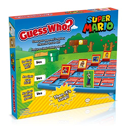 Winning Moves Super Mario Guess Who? Board Game, Play with classic Nintendo characters including Mario, Luigi, Peach, Bowser, and Donkey Kong, 2 players makes a great gift for ages 6 plus