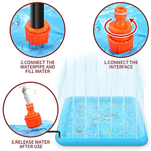 SOKA Large Square Sprinkle and Splash Water Play Mat Sprinkler Splash Pad Summer Spray Inflatable Water Toy for Kids Dogs Pets and Outdoor Garden Family Activities - Blue