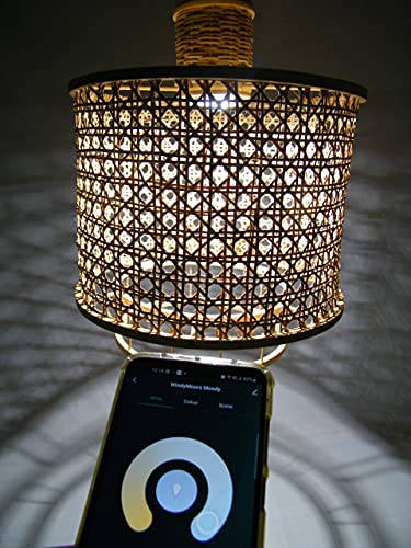 WiFi RGB Smart light, mood lighting Alexa compatible chandelier App Control Colour changing Modern Home living, dining and bed room Handcrafted cane weave ceiling decor