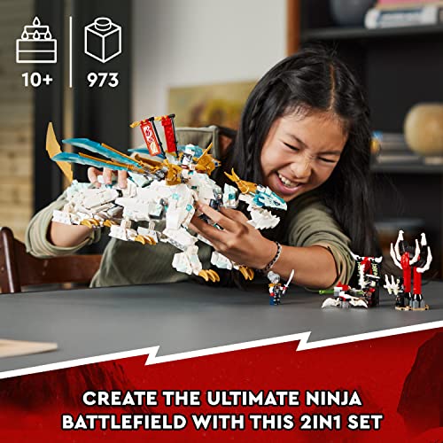 LEGO 71786 NINJAGO Zane’s Ice Dragon Creature 2in1 Dragon Toy to Action Figure Warrior, Model Building Kit, Construction Set for Kids, Boys & Girls with 5 Minifigures