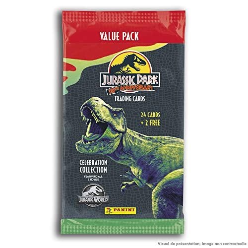 Panini 004634B26FPF Rex Jurassic Movie 3 Trading Cards-30th Birthday Fat Pack 24 Cards + 2 Free