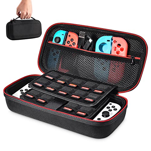 Younik Carrying Case for NS Switch/Switch OLED, Hard Travel Case with Storage Space for 19 Game Cartridges and Other Switch Accessories