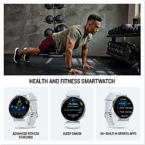 Garmin Venu 3, AMOLED GPS Smartwatch with All-day Advanced Health and Fitness Features, Voice Functionality, Built in Music Storage, Wellness Smartwatch with up to 14 days battery life, Whitestone
