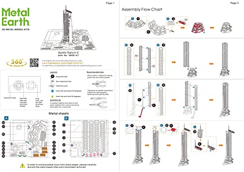 Metal Earth Fascinations Apollo Saturn V with Gantry 3D Metal Model Kit Bundle with Tweezers