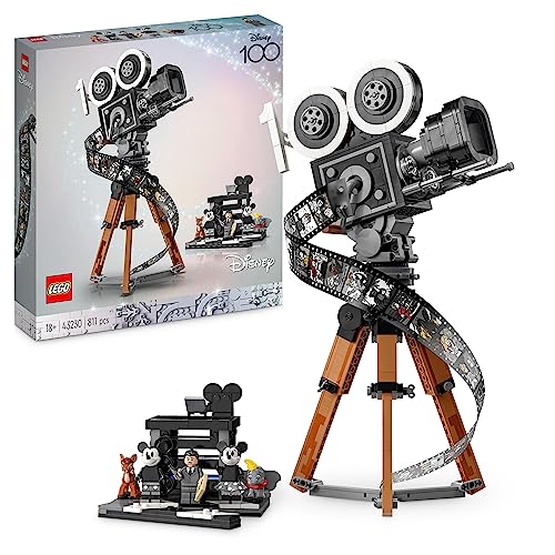 LEGO 43230 Disney Walt Disney Tribute Camera, 100th Anniversary Memorabilia Set for Adults with Mickey and Minnie Mouse Minifigures, plus Bambi & Dumbo Figures, Collectible Gifts for Women and Men