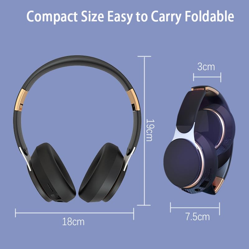 Bluetooth Headphones Over Ear,Bluetooth 5.0 Wireless Headphones 3 Types of Connection,Foldable Lightweight Headphones with Microphone HiFi Stereo Sound Suitable for Mobile Phones/Tablets/Computers etc
