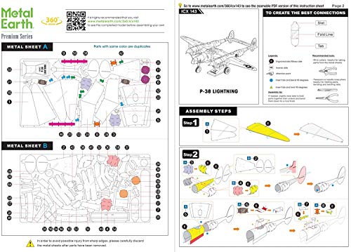 Metal Earth Fascinations Premium Series P-38 Lightning 3D Metal Model Kit Bundle with Tweezers