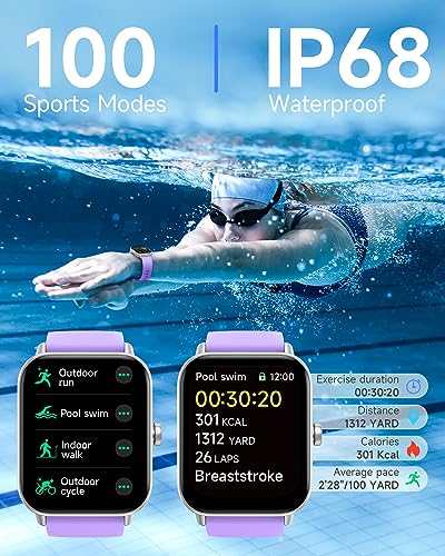 TOOBUR Smart Watch for Women Alexa Built-in, IP68 Waterproof Swimming, 1.8" Fitness Watch with Answer&Make Call/Heart Rate/Step Counter/Sleep Tracker/100 Sports, Compatible Android iOS