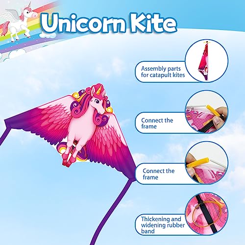 YongnKids Unicorn Kites for Children Adults Easy to Fly, Kites for Kids Boys Girls 3 Years Old and up, Kids Kite for Summer Activities Games Beach Kite Festival Party Gift Easy to Carry & Assemble