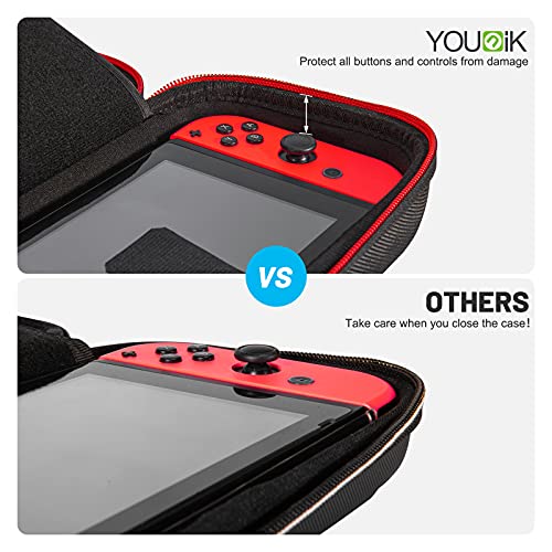 Younik Carrying Case for NS Switch/Switch OLED, Hard Travel Case with Storage Space for 19 Game Cartridges and Other Switch Accessories