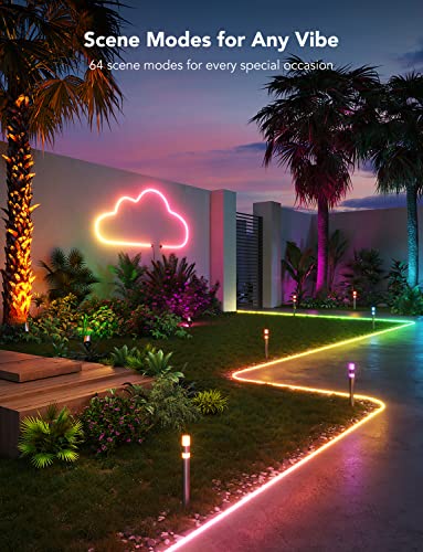 Govee Outdoor Neon Rope Lights, 10M RGBIC IP67 Waterproof Christmas Decorations with 64+ Scenes, Music Sync, Flexible Neon LED Strip for Garden Yards Walls, Works with Alexa Google Assistant