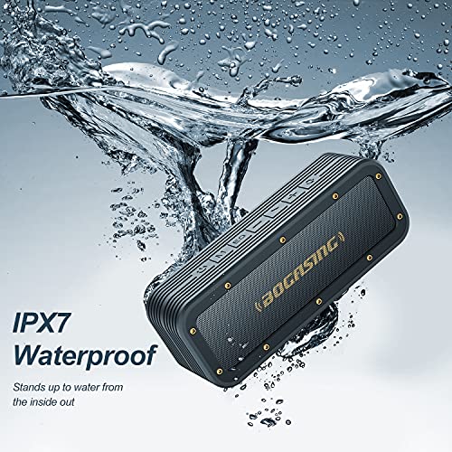 BOGASING M4 Portable Bluetooth Speaker with 40W HD Surround Stereo Sound, Enhanced Bass, IPX7 Waterproof, Bluetooth 5.0 Wireless Dual Pairing, EQ, for Home, Shower, Outdoor, Beach, Party