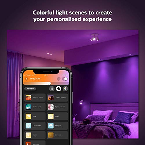 Philips Hue Centura LED Smart Light [Silver - Round] with Bluetooth, Works with Alexa, Google Assistant and Apple Homekit. For Livingroom and Bedroom