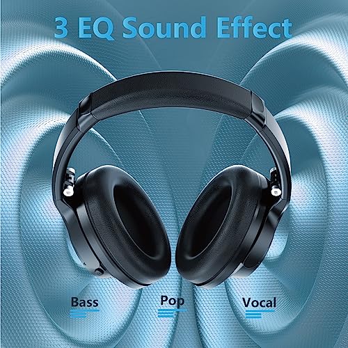 Wireless Headphones Over Ear,Headphones Wireless Bluetooth,70H Playtime and 3 EQ Wireless Headphones with Microphone,Foldable Lightweight Bluetooth 5.1 Headphones for Travel/Office/Cellphone/PC