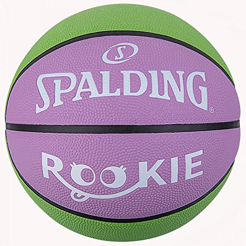 Spalding - Rookie Series - Size 5 - Rubber basketball - Outdoor basketball - Excellent grip - For children - Multicoloured (Purple/Green)