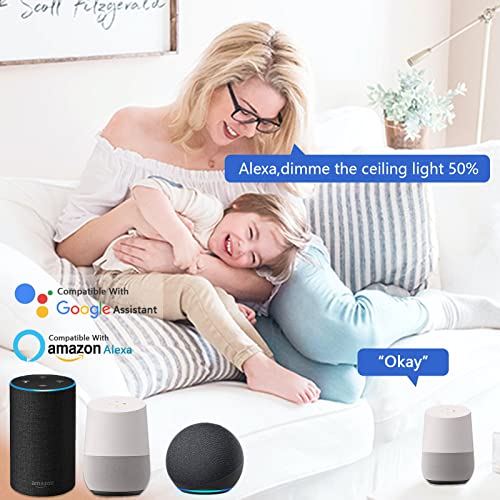 SYLSTAR Smart LED Ceiling Light 20W 1500lm, RGB+CW Color Ambiance, APP or Voice Control, Compatible with Alexa and Google Home, No Hub Required(2.4Gz WiFi + Bluetooth)