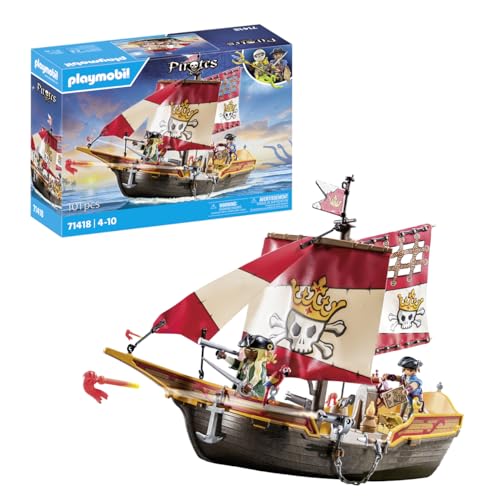 Playmobil 71418 Pirates: Pirate Vessel, exciting adventures on the high seas, complete with extensive accessories, fun imaginative role-play, playsets suitable for children ages 4+
