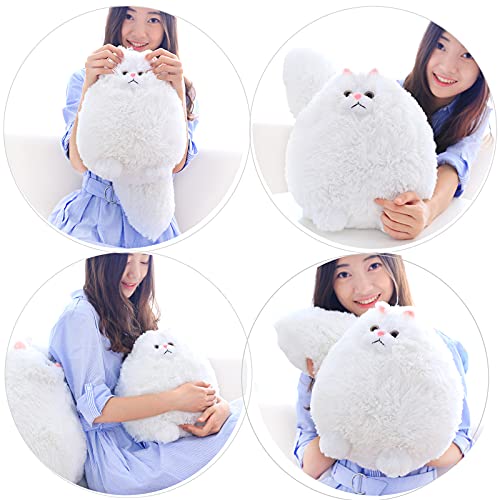 Winsterch Cuddly Cat Soft Toy Stuffed Cat Teddy Plush Animal Toy,Kids Birthday Baby Doll,White Cat Soft Toy (White, 30 CM)