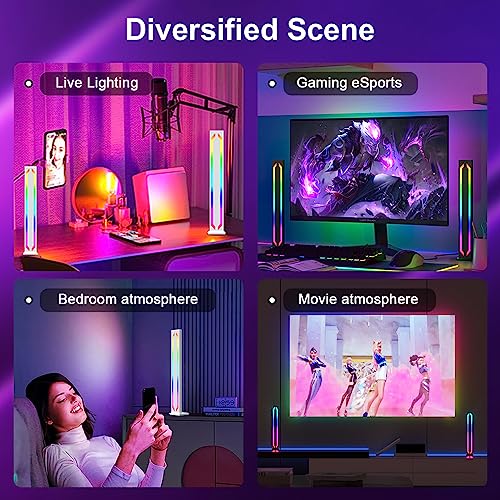 White Slim LED Ambient Light, 2-Piece Smart RGB Gaming Light, Metal Aluminum Housing with App Control and Music Sync Rhythm Mode, Warm Tone Ambient Lighting for Desktop Gaming, PC