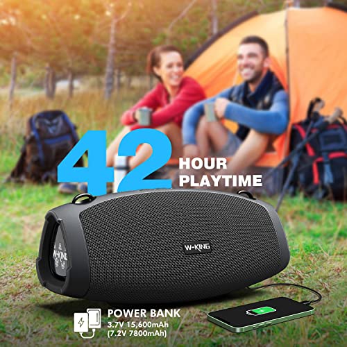 W-KING Portable Bluetooth Speaker Loud with Wireless Microphone, 70W Waterproof Wireless Bluetooth Speaker for Outdoor Party, Deep Bass - Triple Passive Radiators/DSP/42H/TF/AUX/EQ/Power Bank/Opener