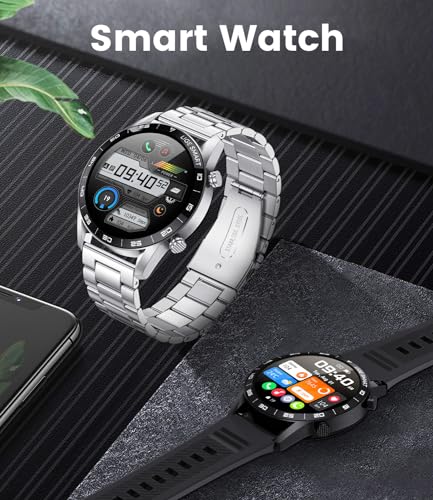 LIGE Smart Watch, Smart Watch for Men Answer/Make Call, 1.39" Fitness Watch with 100+ Sports Modes, 2 Straps, Voice Assistant & Smart Reminder & Health Monitor Smartwatch for Android iOS, Silver