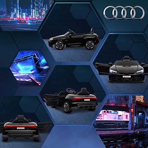 HOMCOM Audi RS e-tron GT Licensed Electric Cars for Kids Electric Ride-ons 12V Battery Powered Toy w/Remote Control Music, for 3-5 years, Black