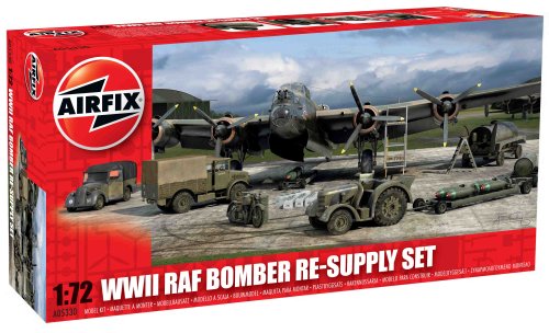 Airfix A05330 1:72 WWII Bomber Re-Supply Dioramas and Buildings Model Set, Green, Grey, 1:72 Scale