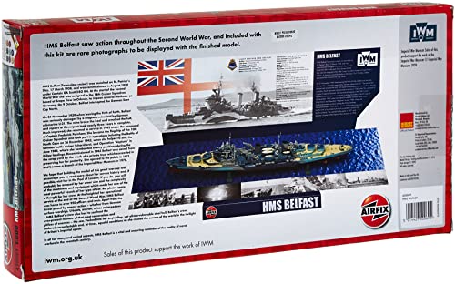 Airfix 1:600 Imperial War Museum HMS Belfast Scale Warship Gift Set - Plastic Model Kits, Model Ship & Boat Building Kits for Adults, Includes: Warship, Humbrol Paints, Brushes and Poly Cement