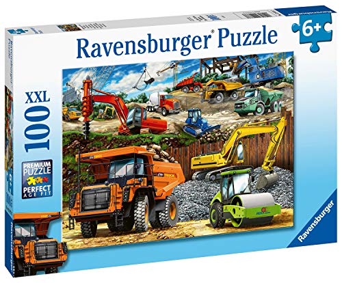 Ravensburger Construction Vehicles 100 Piece Jigsaw Puzzle with Extra Large Pieces for Kids Age 6 Years & Up