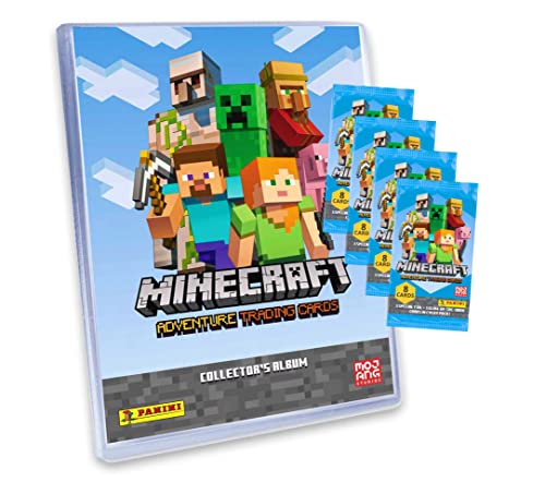 Panini Minecraft Trading Cards - Trading Cards Adventure Series 1 - Card Selection (1 Folder + 4 Boosters)