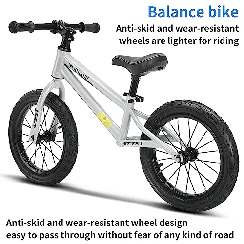 Bueuwe 16 inch Balance Bike for 4 5 6 7 8 9 Year Old Boys Girls - Large No pedal bike for Age 3+ Kids Toys Birthday Gift,Yellow,Blue,Silver Color