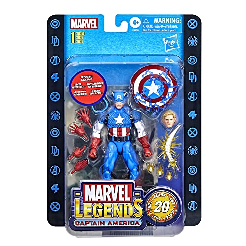 Hasbro F34395L0 Captain America Marvel Legends 20th Anniversary Series 1 6-inch Collectible Action Figure with 14 Accessories, Multicolour, Adults