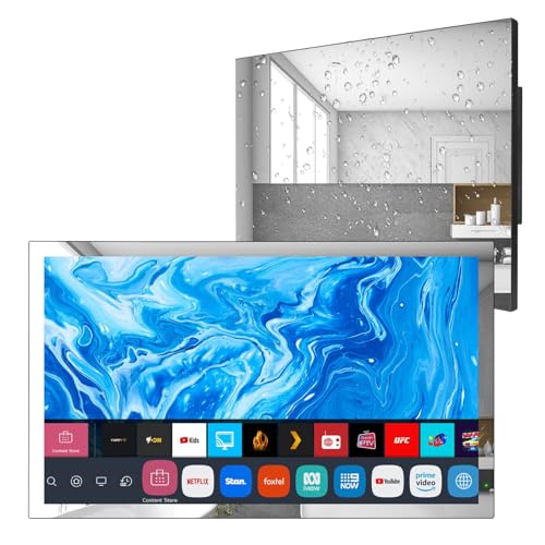Soulaca 24 inch Smart LED Mirror TV for Bathroom,1080P Waterpoof with Wi-Fi and Bluetooth(24”, Mirror(LG webOS System)) SS240U22, Model 2023