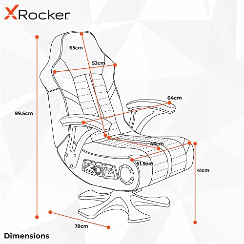 X-Rocker Olympus 4.1 Gaming Chair, Wireless and Bluetooth Speakers for Video Games, Faux Leather - Black/Gold