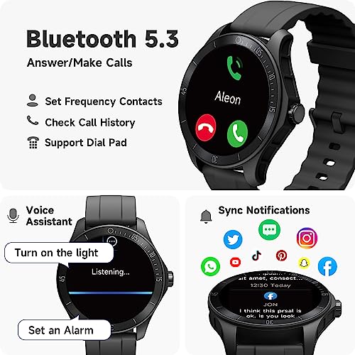 TOOBUR Smart Watch for Men Alexa Built-in, 44mm Fitness Tracker with Answer/Make Calls, IP68 Waterproof/Heart Rate/Blood Oxygen/Sleep Tracker/100 Sports, Fitness Watch Compatible Android iOS