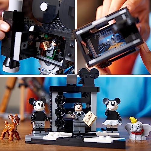 LEGO 43230 Disney Walt Disney Tribute Camera, 100th Anniversary Memorabilia Set for Adults with Mickey and Minnie Mouse Minifigures, plus Bambi & Dumbo Figures, Collectible Gifts for Women and Men