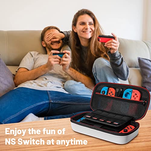 Younik Carrying Storage Case for NS Switch/Switch OLED, Large Storage Case for Switch Console & Accessories(Red and White)