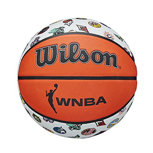 Wilson Basketball WNBA ALL TEAM, Outdoor, Rubber, Size: 6, Brown/White