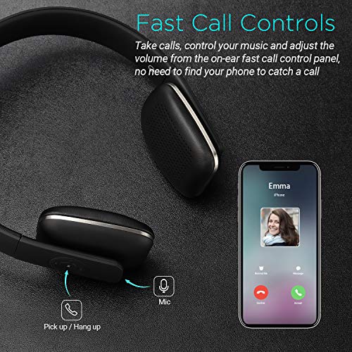 On Ear Wireless Bluetooth Headphones with Microphone - August EP636 - Bluetooth Version 4.1 + EDR, Lightweight Engineering NFC One Tap to Connect for Android and Apple - Black