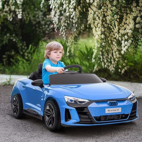 HOMCOM Audi RS e-tron GT Licensed Electric Cars for Kids Electric Ride-ons 12V Battery Powered Toy w/Remote Control Music, for 3-5 years, Blue