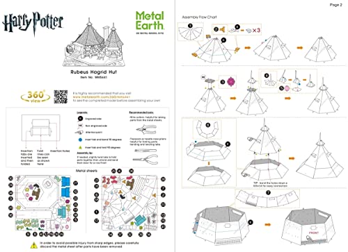 Metal Earth Fascinations Harry Potter Rubeus Hagrid Hut 3D Metal Model Kit Bundle with Tweezers