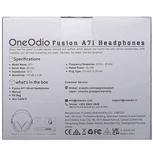 OneOdio DJ Headphones, Over Ear Headphones for Studio Monitoring and Mixing, Professional Headset with Stereo Bass Sound, Foldable Headphones Suitable for Electric Drum Keyboard Guitar Amplifier